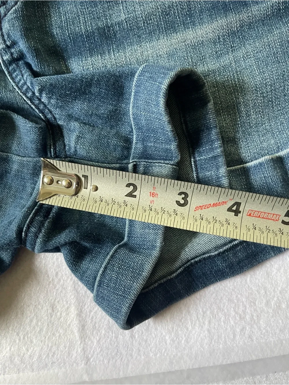 Tinseltown High-Waist Blue Denim Shorts with Triple-Button Front